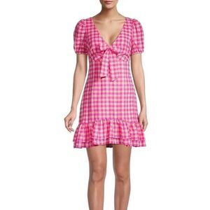 NWT LIKELY Pink Madras Plaid Ruffled Cottage Kai Dress Size‎ 2 Cottage Romantic